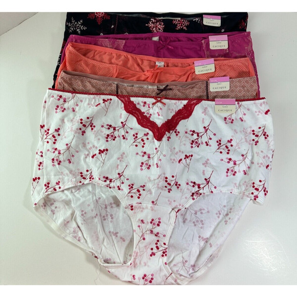NWT Cacique Bundle Lot of 5 Panties Full Brief Lace Floral Plus Size 22/24 - Picture 2 of 13